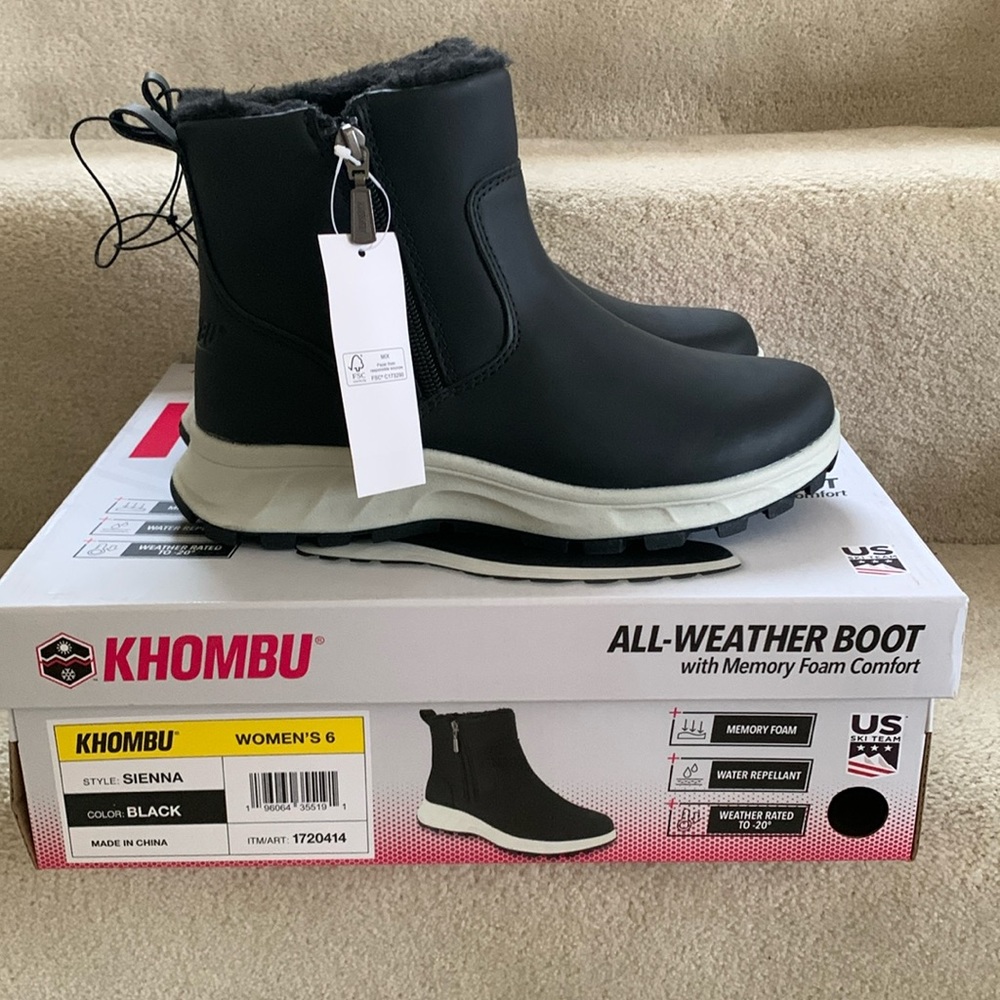NWT/NIB KHOMBU ALL-WEATHER BOOT W/MEMORY FOAM COMFORT